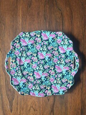 Royal Winton Grimwades , England , 1930s ,Vintage ,Chintz ,Plate ,Black Chelsea